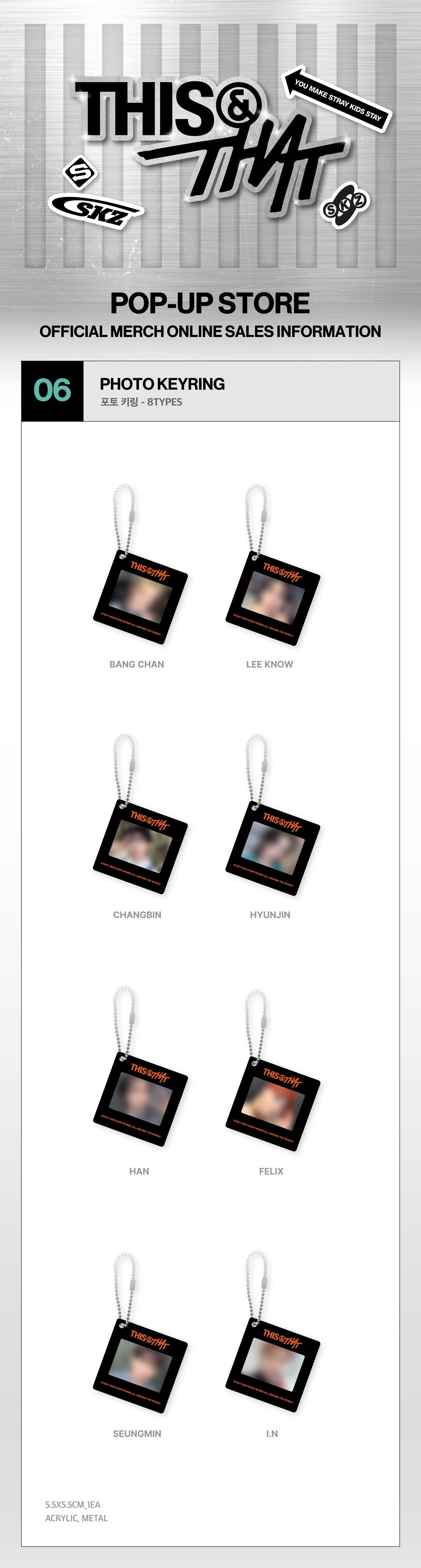 (Pre Order) Stray Kids - This & That Pop Up Official MD Week One: PHOTO KEYRING