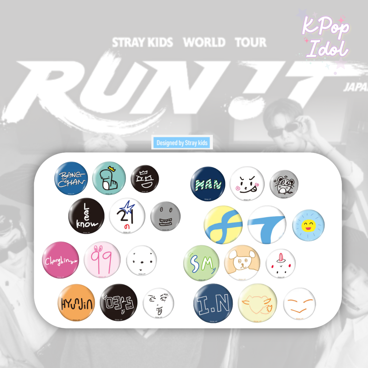 (Pre Order) Stray Kids - World Tour <Run It Japan> Official MD: BADGE SET (3PIECES)