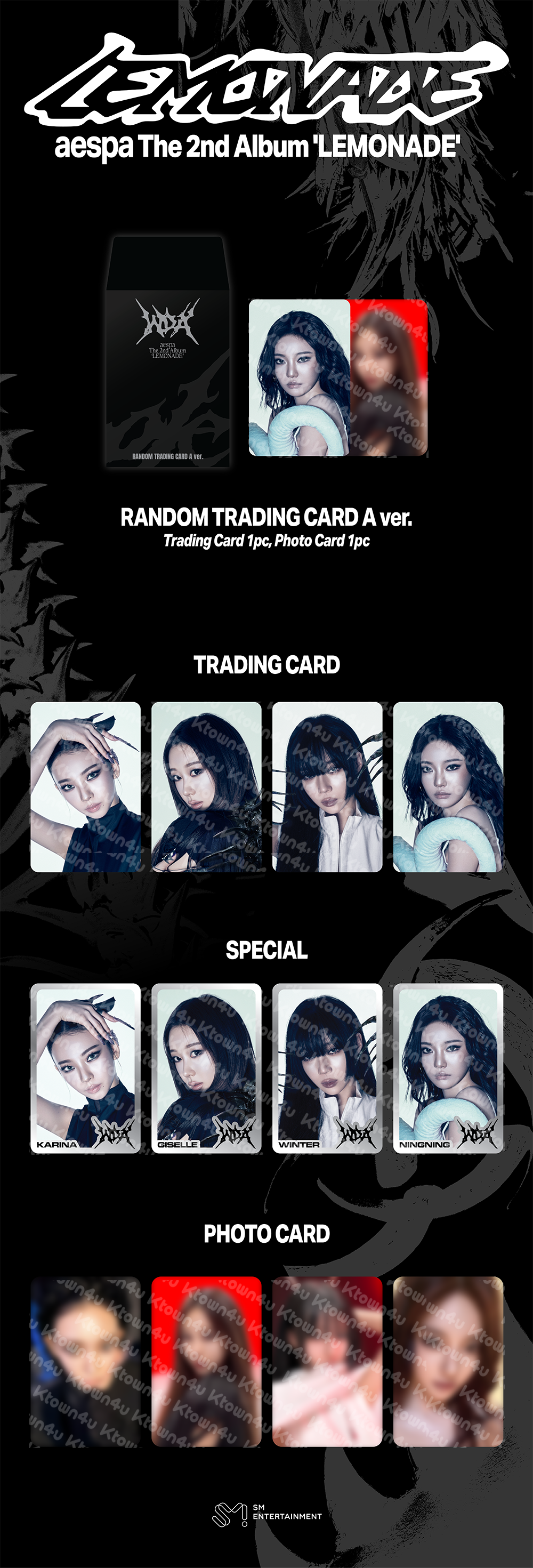 (Pre Order) aespa - Make it Lemonade Official MD - RANDOM TRADING CARD (WDA Ver.)