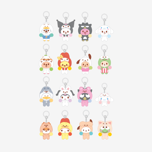 (Pre Order) Stray Kids - SKZOO X SANRIO CHARACTERS Official MD: SECRET FLOCKED FIGURE KEYRING (CHEER UP Ver.)