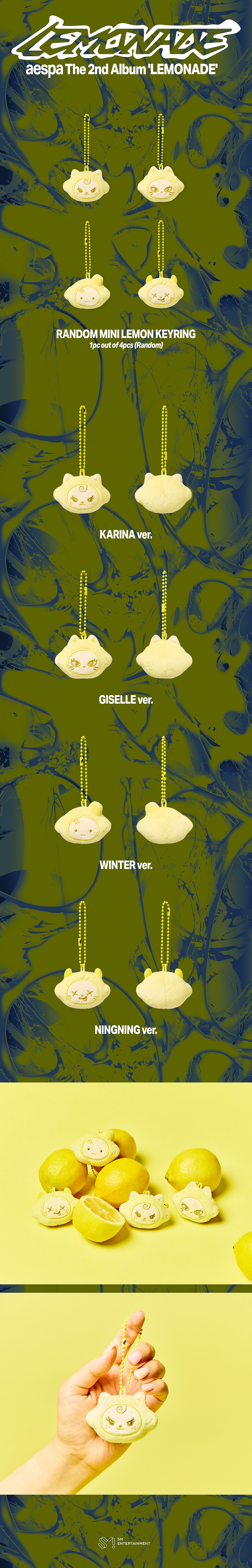 (Pre Order) aespa - Make it Lemonade Official MD - RANDOM MINI LEMON KEYRING