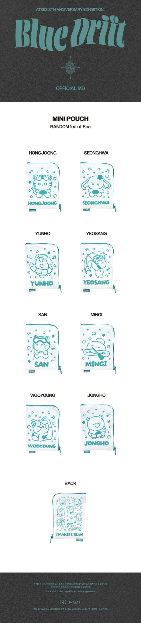 ⏳ ATEEZ - 8th Anniversary Exhibition Blue Drift: Mini Pouch - KPop Idol