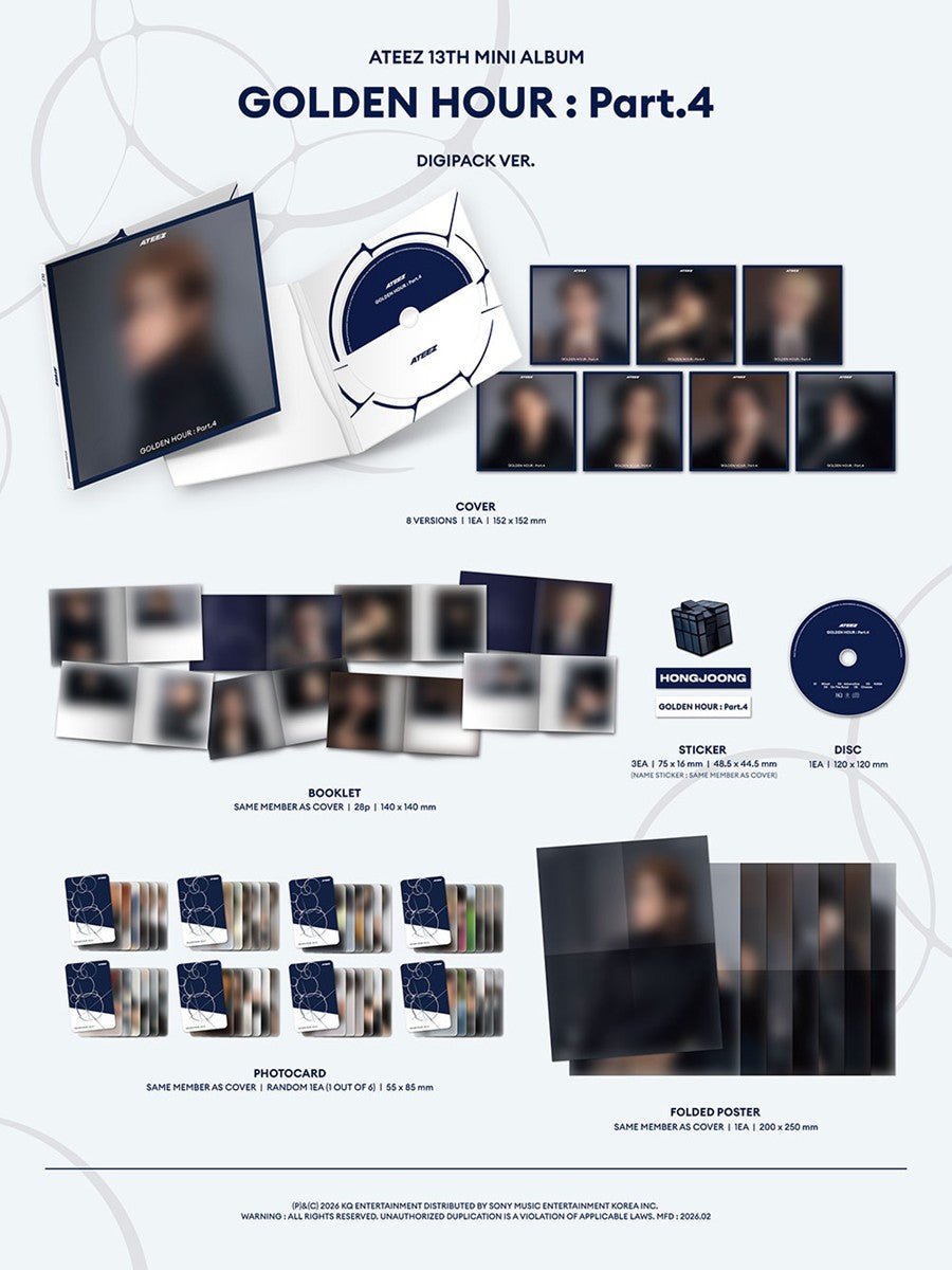 Ateez - Golden Hour Part.4: Digipack Random Cover / Soundwave POB - KPop Idol