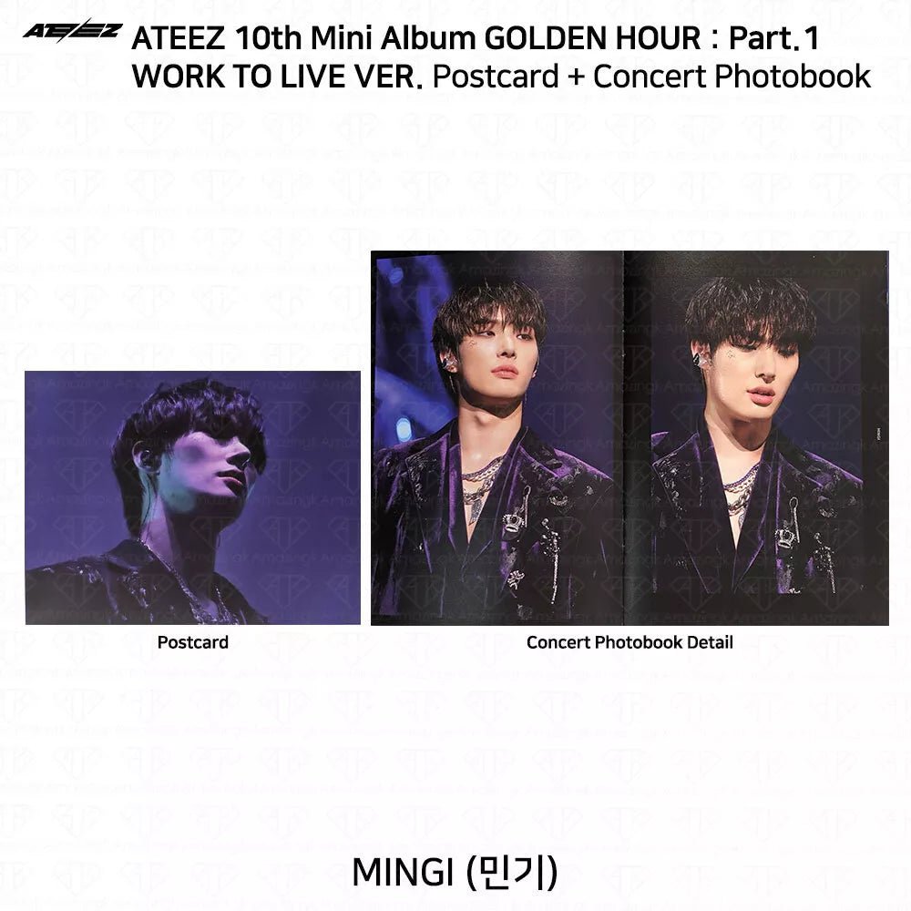 Ateez Golden Hour Pt.1 Work to Live Postcard and Mini Photobook (member choice) - KPop Idol