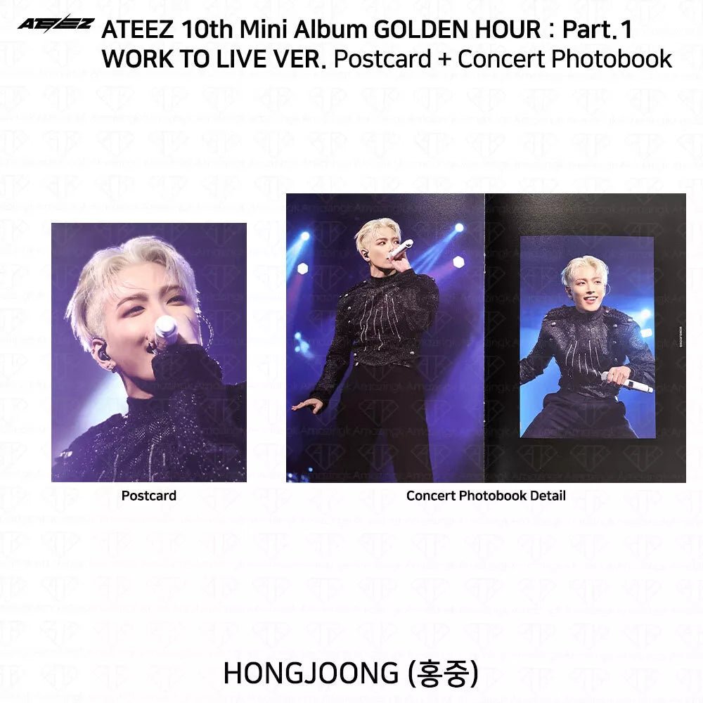 Ateez Golden Hour Pt.1 Work to Live Postcard and Mini Photobook (member choice) - KPop Idol