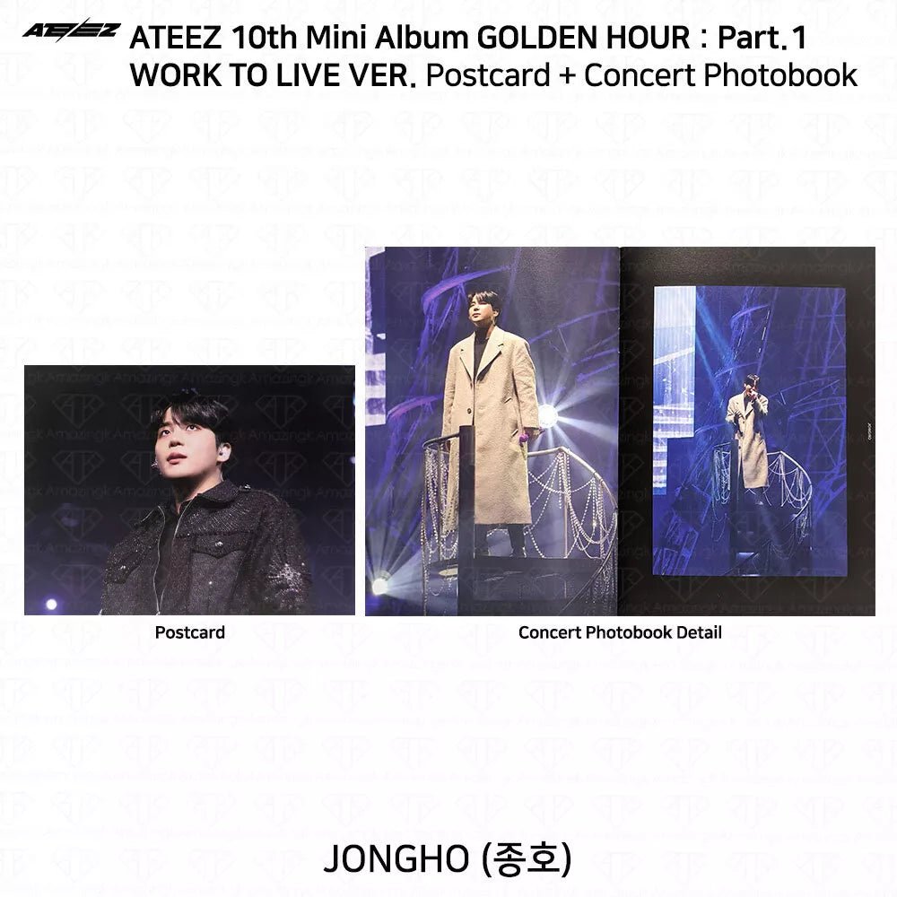 Ateez Golden Hour Pt.1 Work to Live Postcard and Mini Photobook (member choice) - KPop Idol