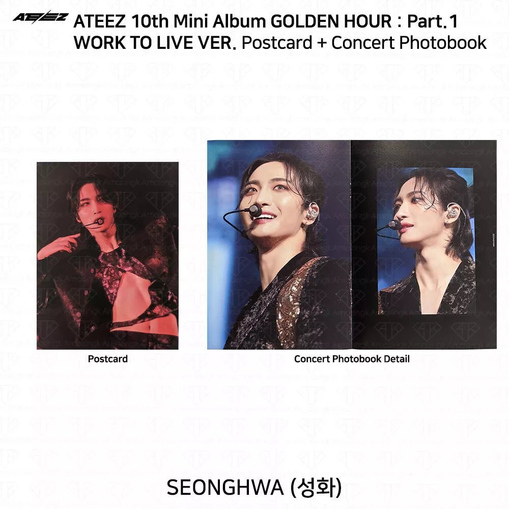 Ateez Golden Hour Pt.1 Work to Live Postcard and Mini Photobook (member choice) - KPop Idol