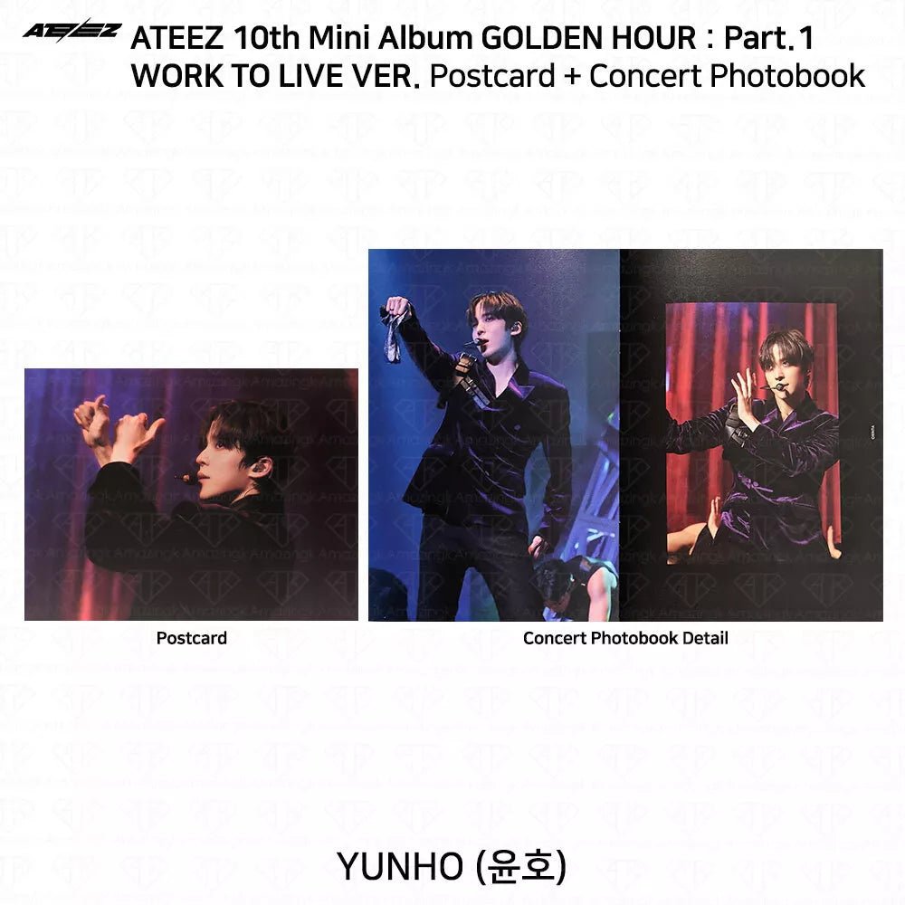 Ateez Golden Hour Pt.1 Work to Live Postcard and Mini Photobook (member choice) - KPop Idol