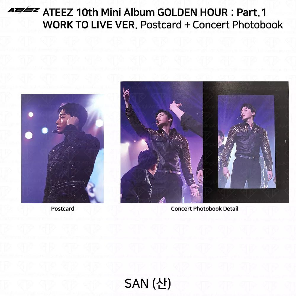 Ateez Golden Hour Pt.1 Work to Live Postcard and Mini Photobook (member choice) - KPop Idol