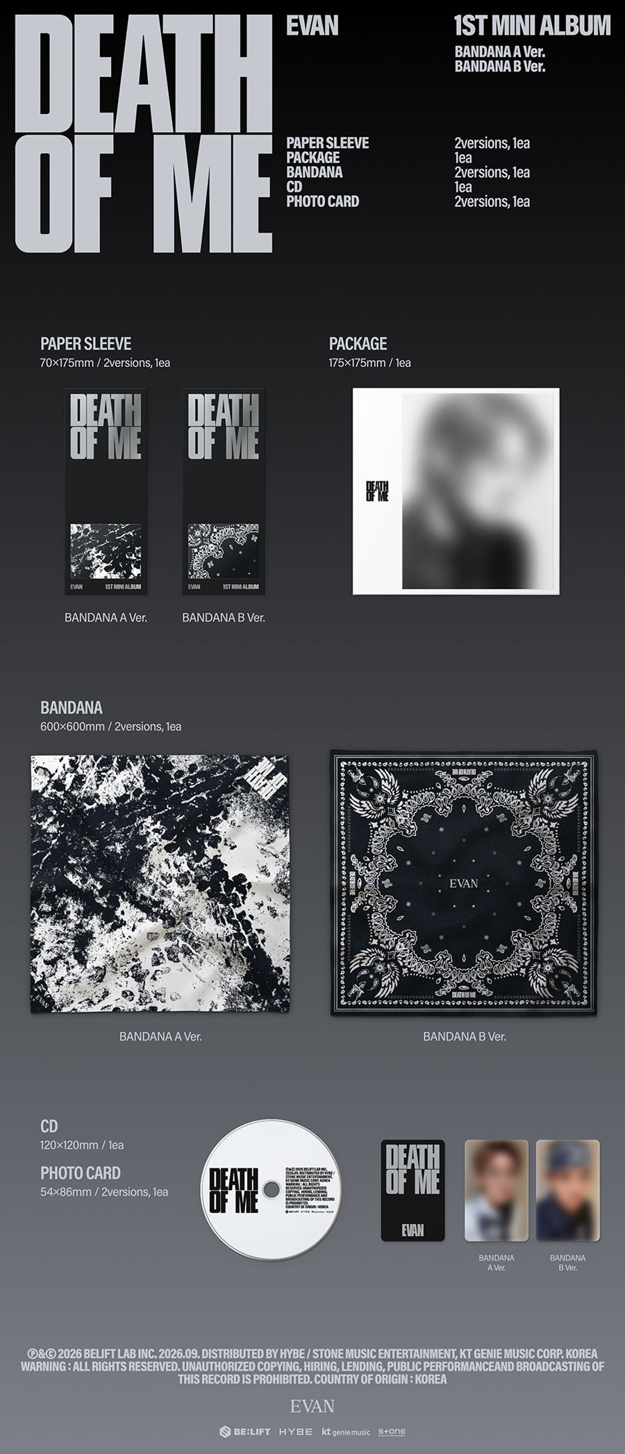 (Pre Order) Evan - Death of Me: Bandana Ver.
