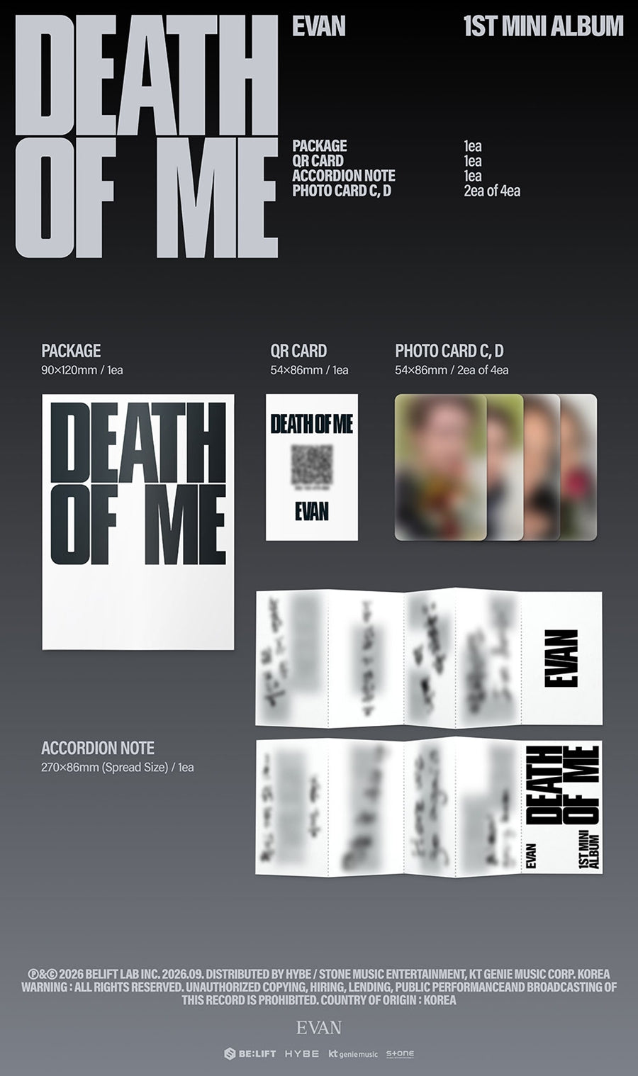(Pre Order) Evan - Death of Me: Weverse Album