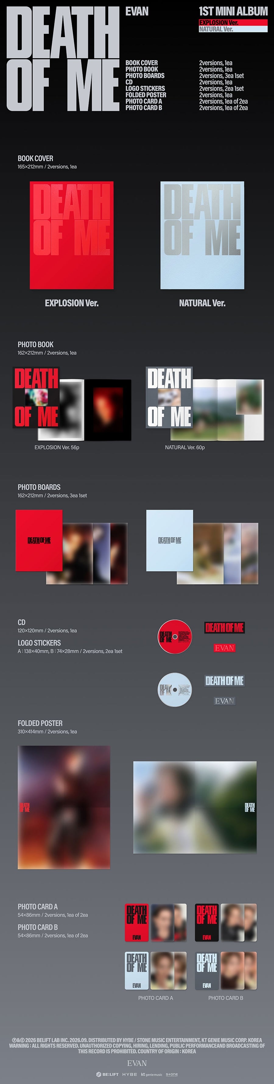 (Pre Order) Evan - Death of Me: Photobook Ver.