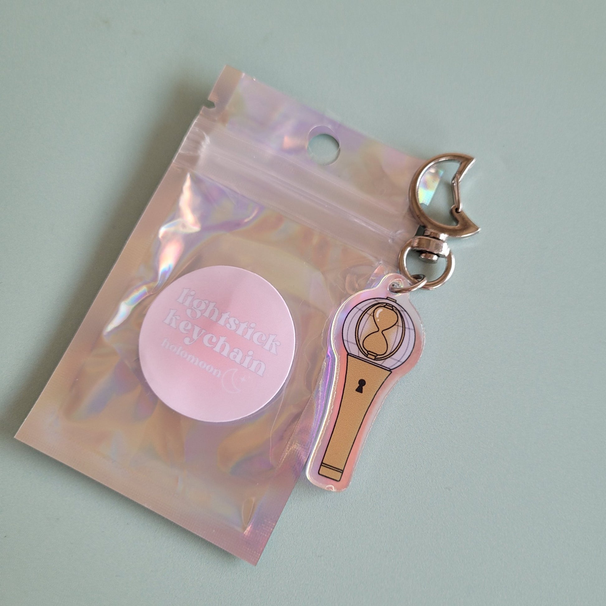Holo Moon: Holographic Lightstick Keyring - KPop Idol