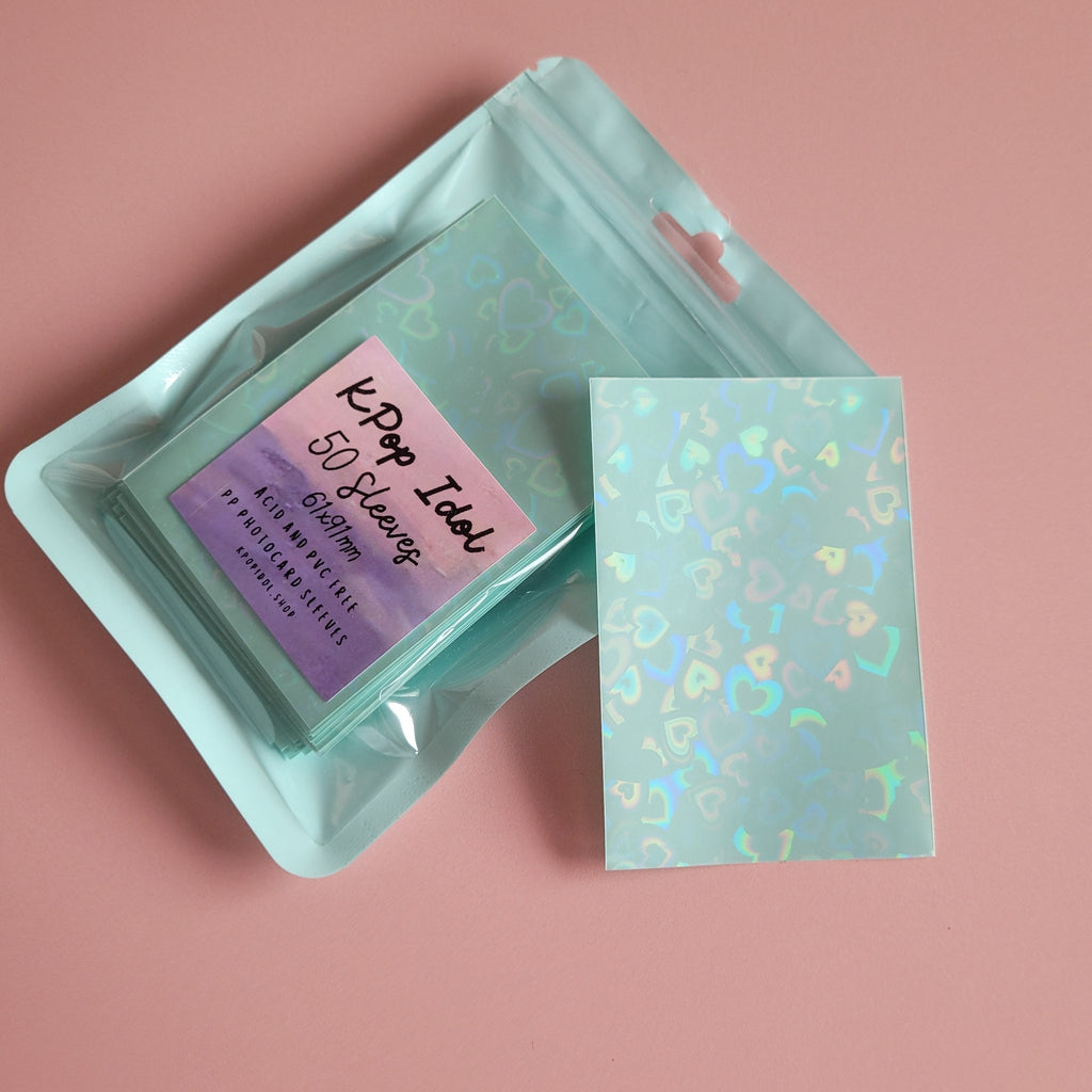 KPop Idol 50 Coloured Sleeves - Pistachio Macaron Heart Holo - KPop Idol