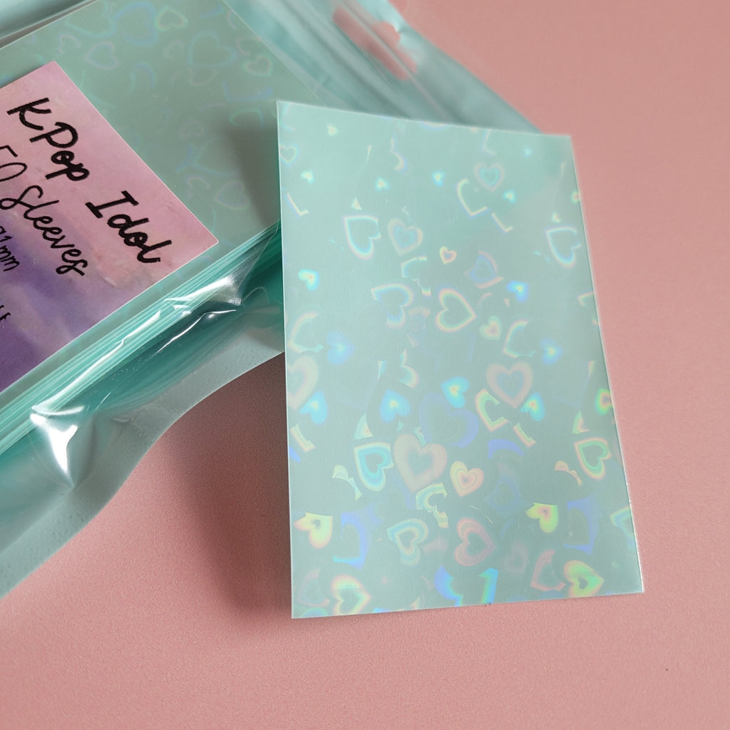 KPop Idol 50 Coloured Sleeves - Pistachio Macaron Heart Holo - KPop Idol