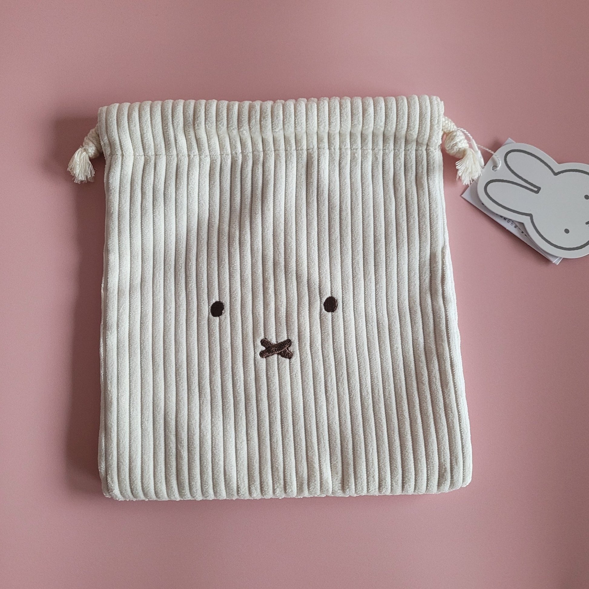 Miffy : Corduroy Drawstring Bag - Cream - KPop Idol