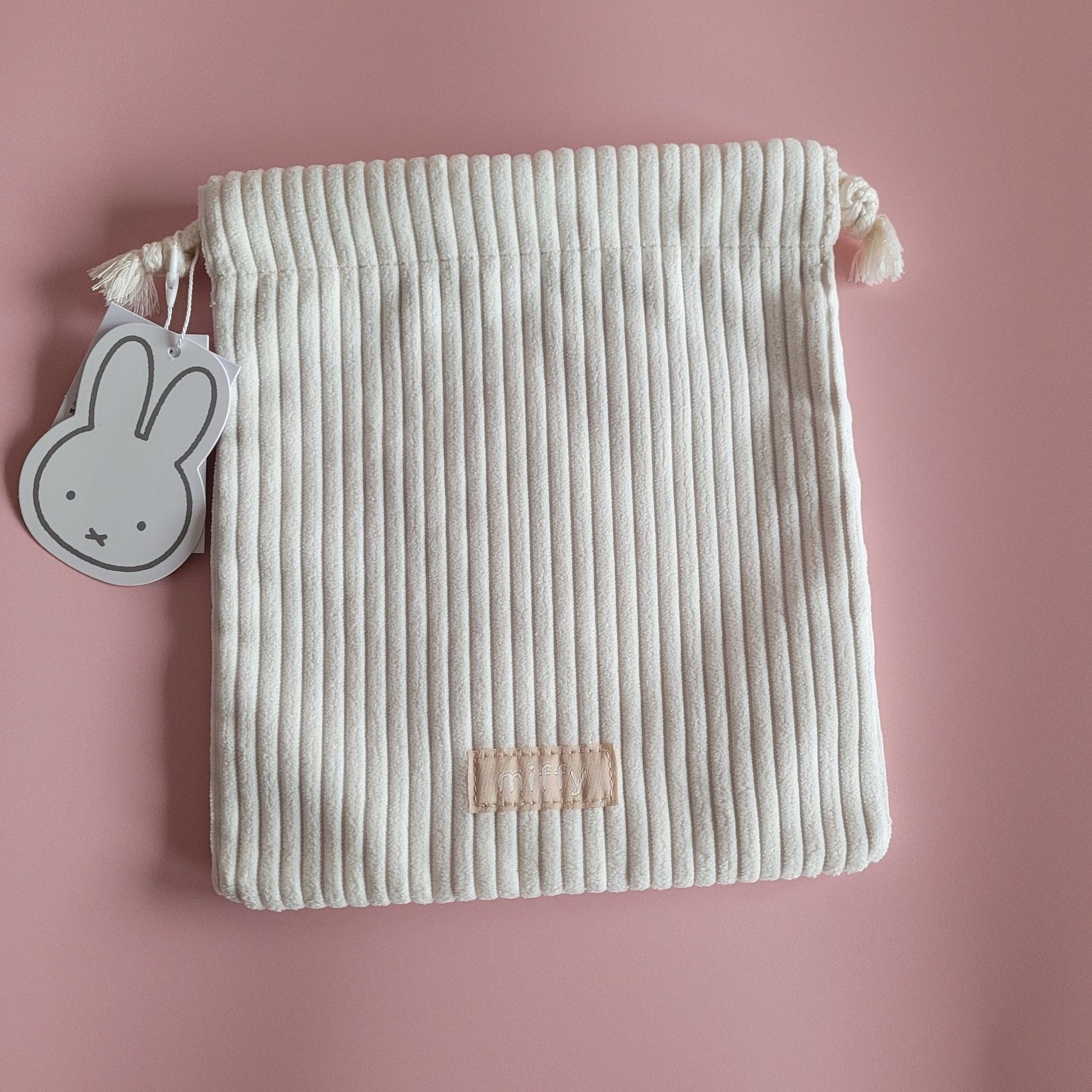 Miffy : Corduroy Drawstring Bag - Cream - KPop Idol