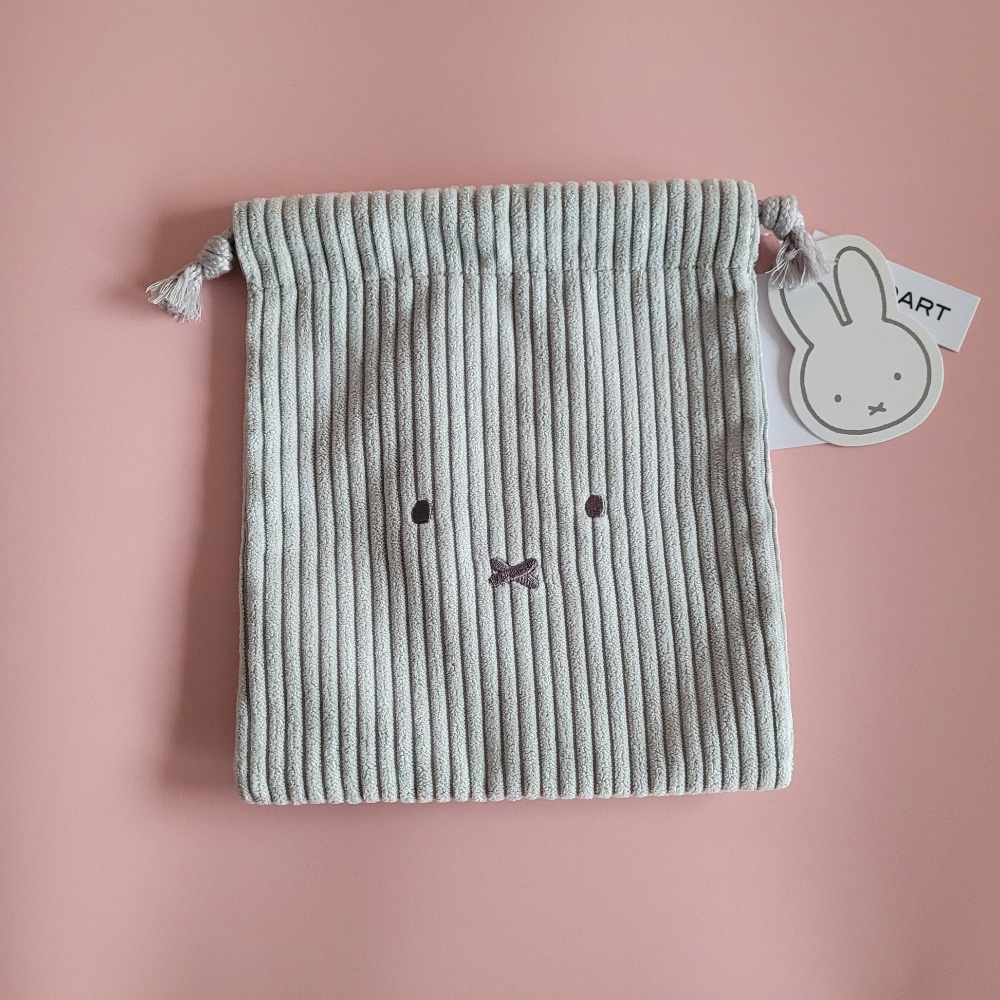 Miffy : Corduroy Drawstring Bag - Grey - KPop Idol