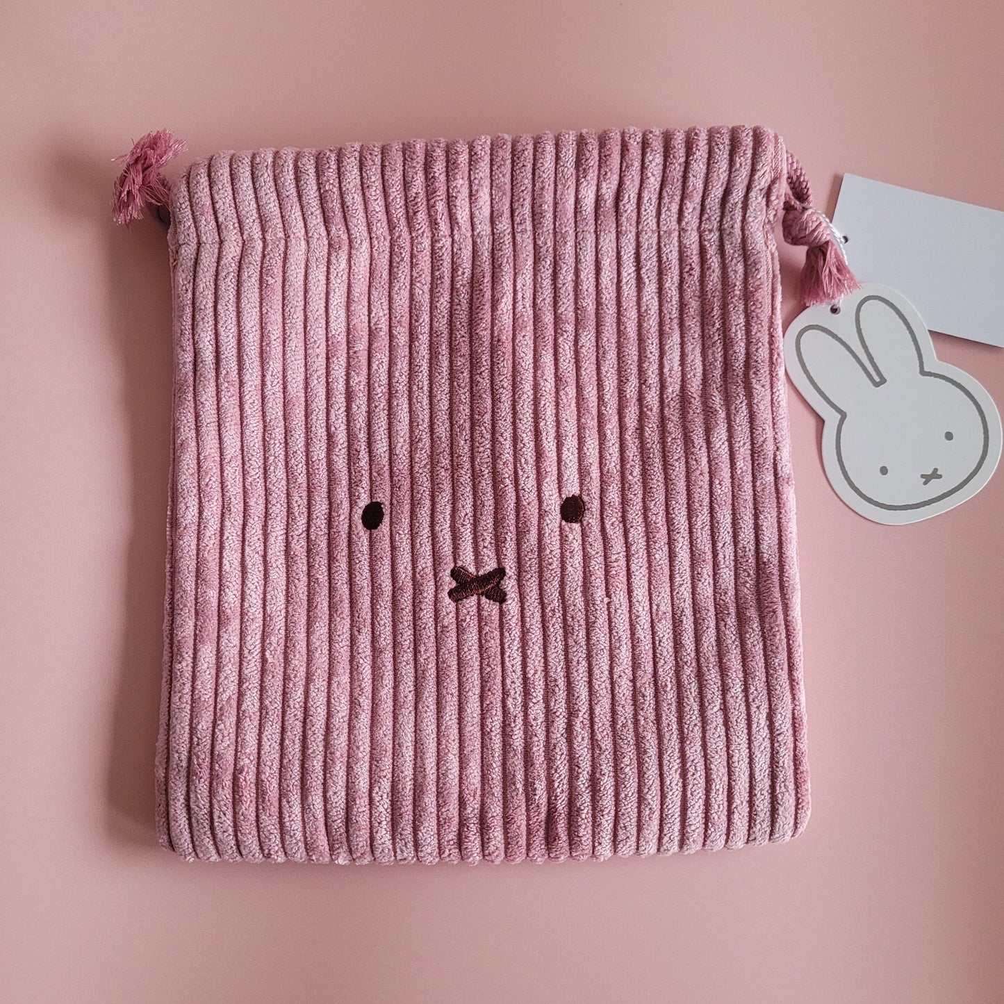 Miffy : Corduroy Drawstring Bag - Pink - KPop Idol