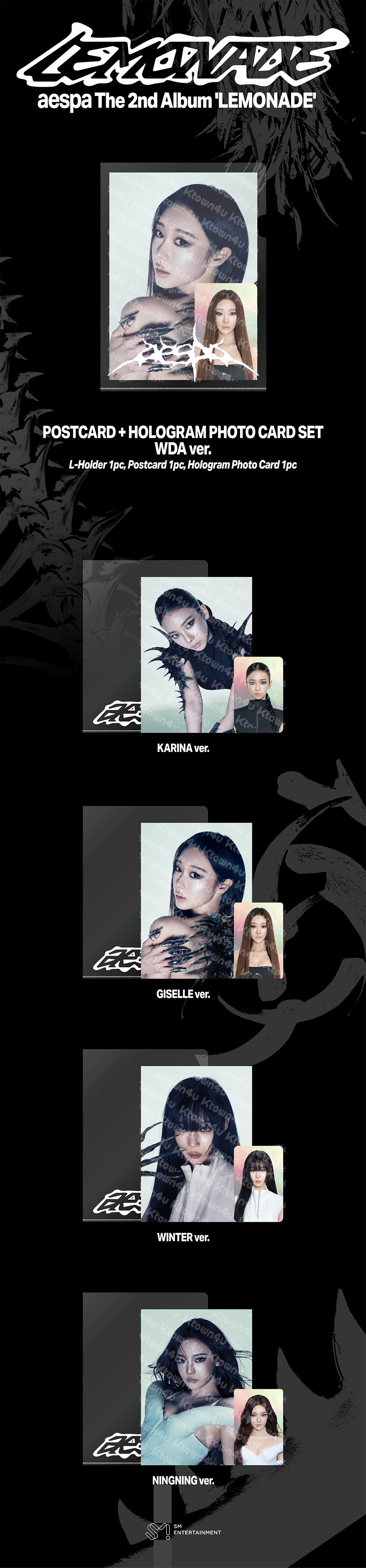 (Pre Order) aespa - Make it Lemonade Official MD - POSTCARD + HOLOGRAM PHOTO CARD SET (WDA Ver.))