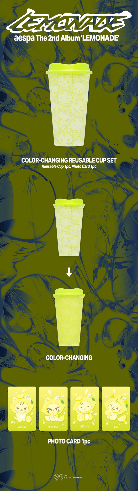 (Pre Order) aespa - Make it Lemonade Official MD - COLOR-CHANGING REUSABLE CUP SET - KPop Idol