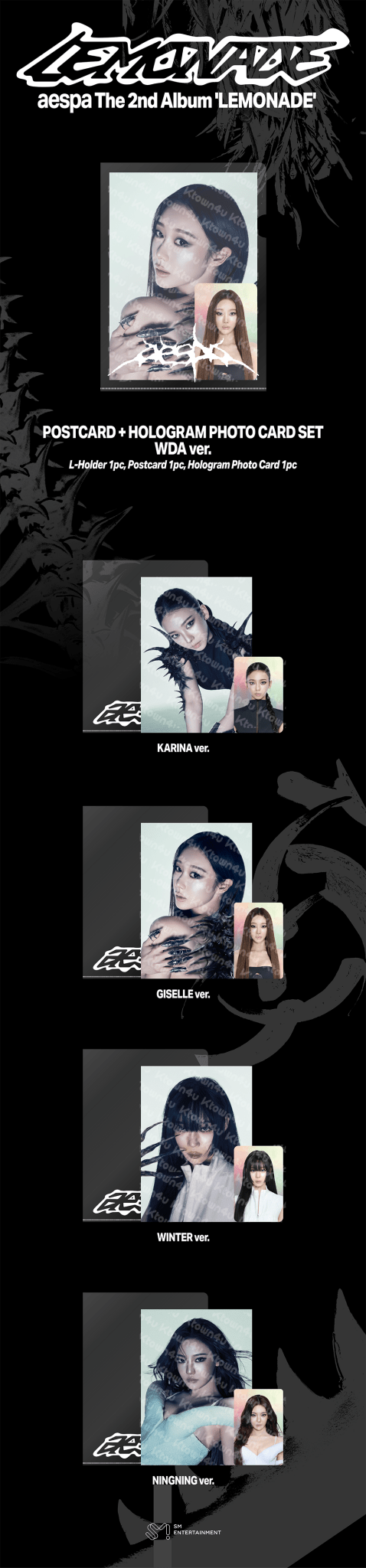 (Pre Order) aespa - Make it Lemonade Official MD - POSTCARD + HOLOGRAM PHOTO CARD SET (WDA Ver.)) - KPop Idol