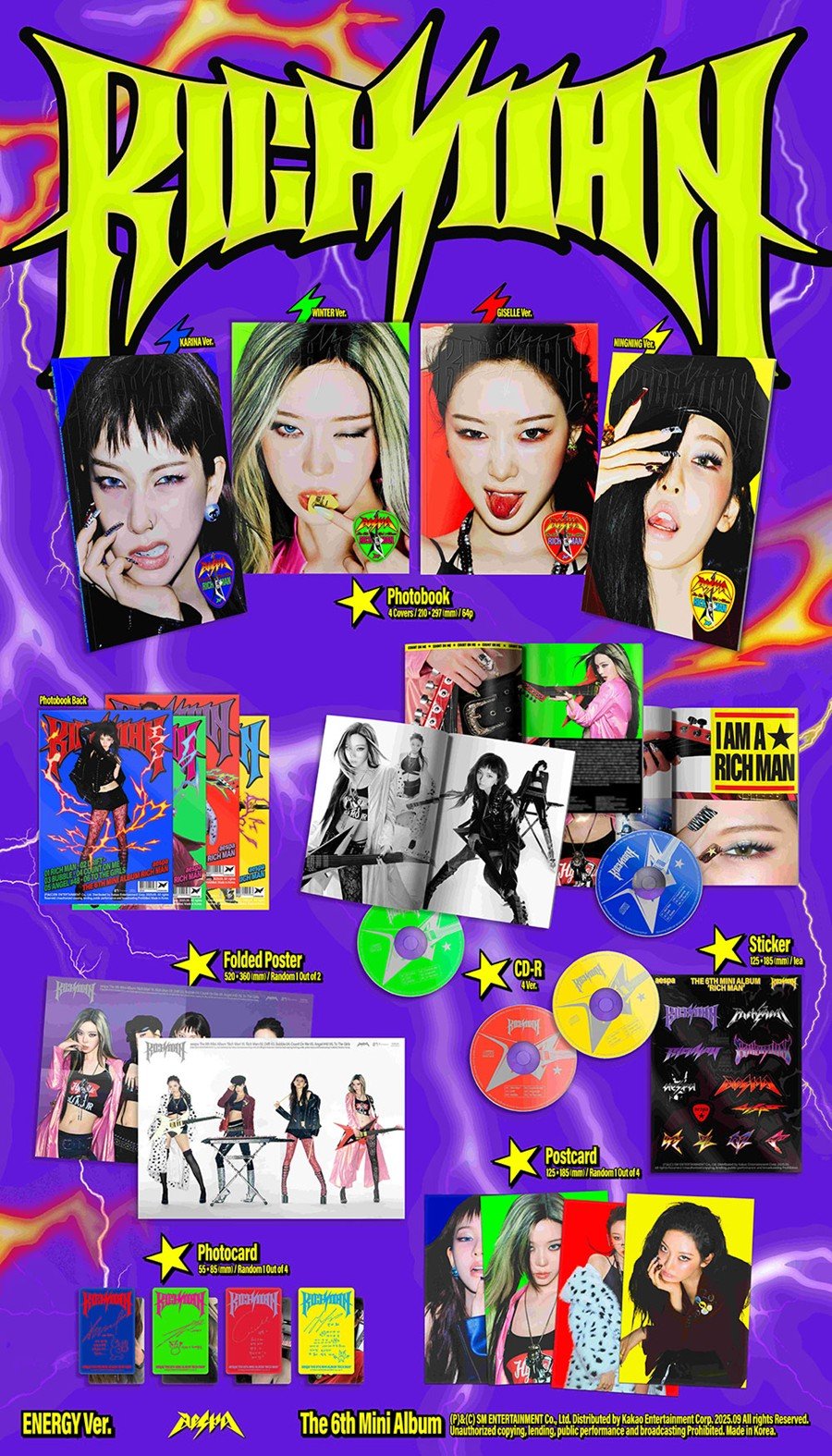 (Pre Order) aespa - Rich Man Energy Version (random cover) - KPop Idol