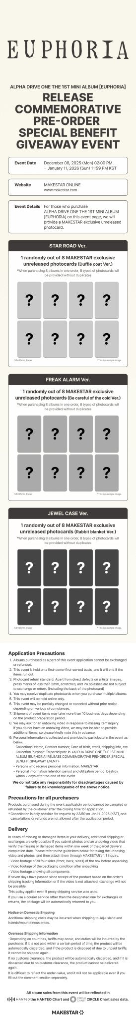 (Pre Order) Alpha Drive One - Euphoria Jewel Case Ver. with Makestar POB - KPop Idol