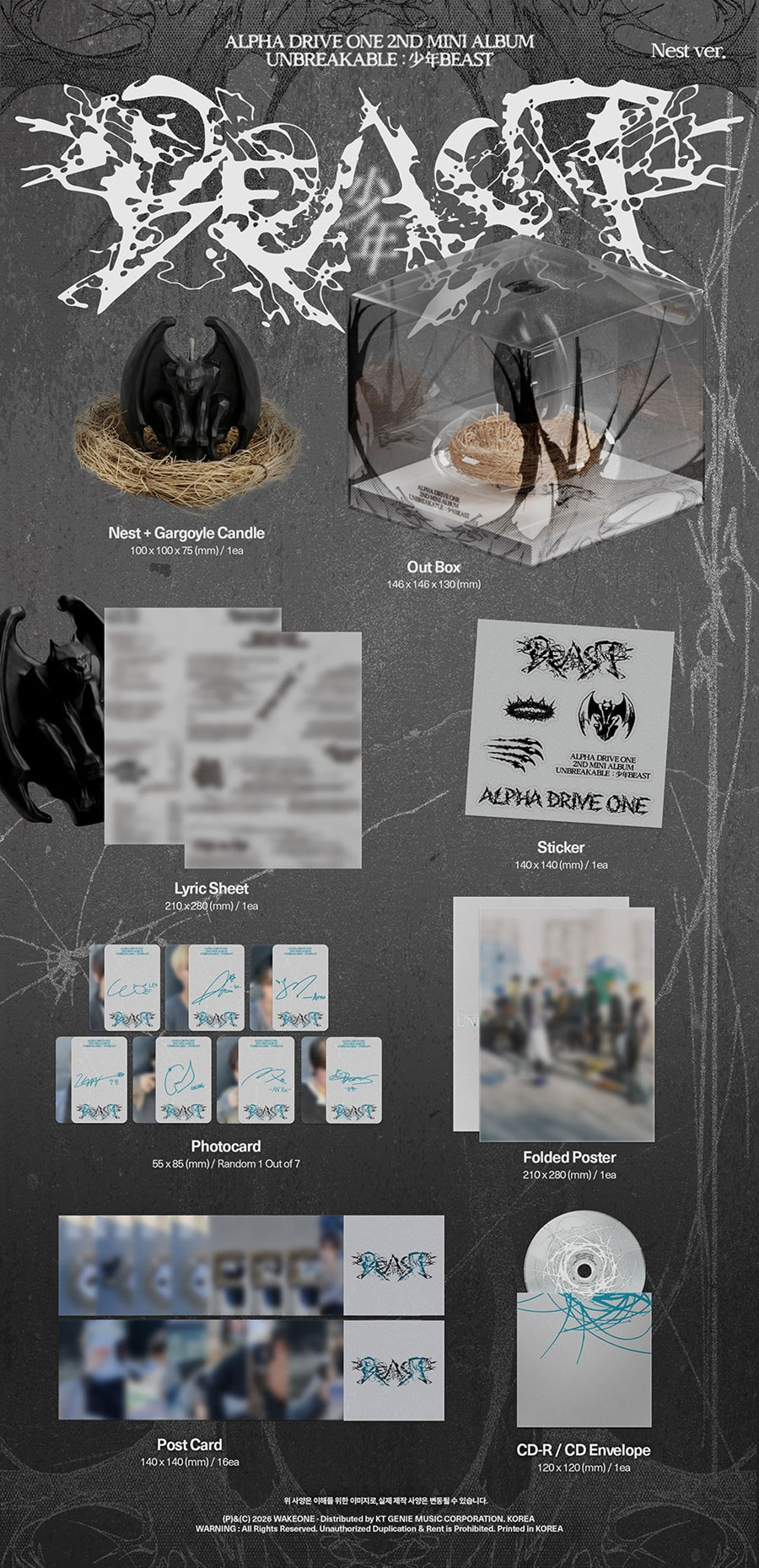 (Pre Order) Alpha Drive One: Unbreakable: 少年Beast - Nest Ver. Limited - KPop Idol