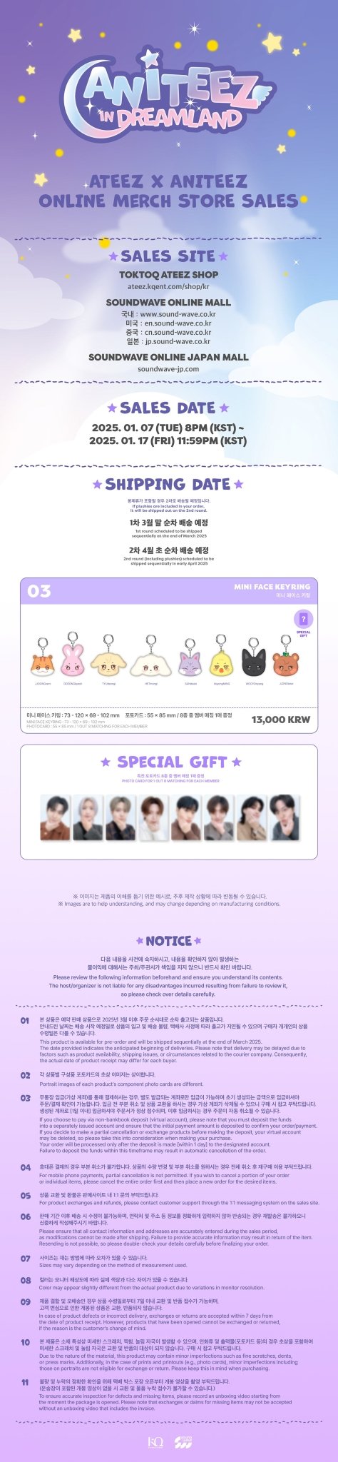 (Pre Order) Aniteez in Dreamland: Mini Face Keyring - KPop Idol