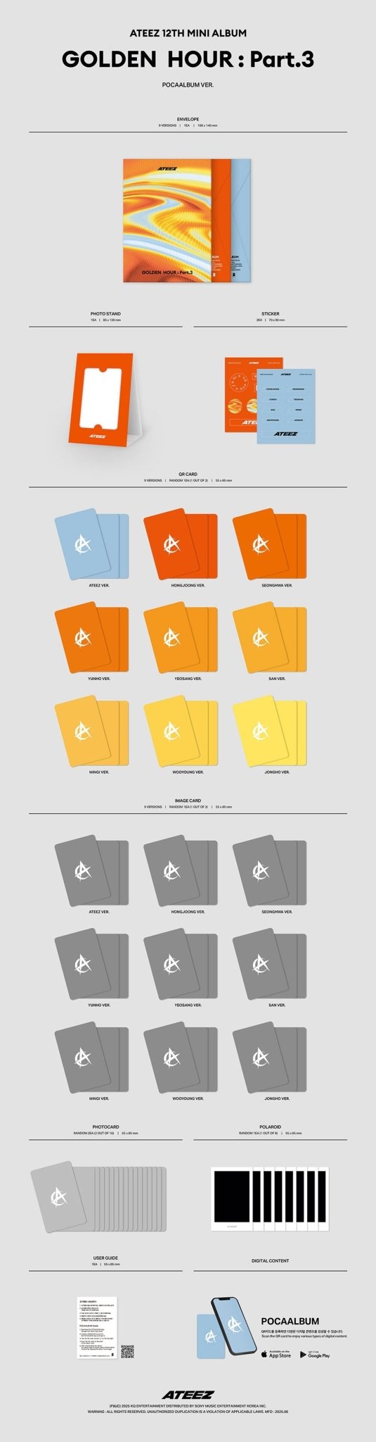 (Pre Order) Ateez - Golden Hour Pt.3 Poca Album with KQ Shop POB - KPop Idol