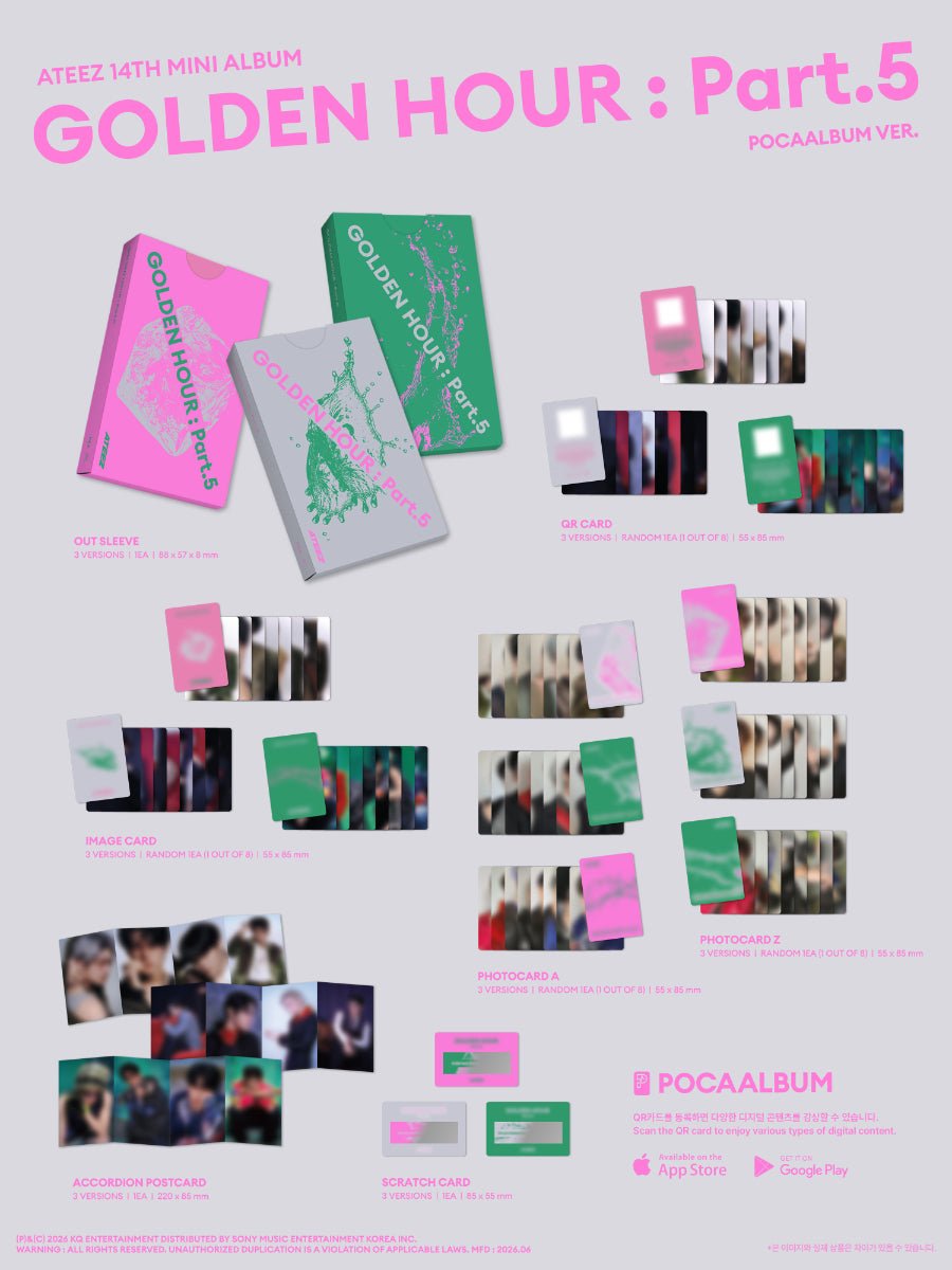 (Pre Order) Ateez - Golden Hour Pt.5: Poca Album - ToqToq POB - KPop Idol