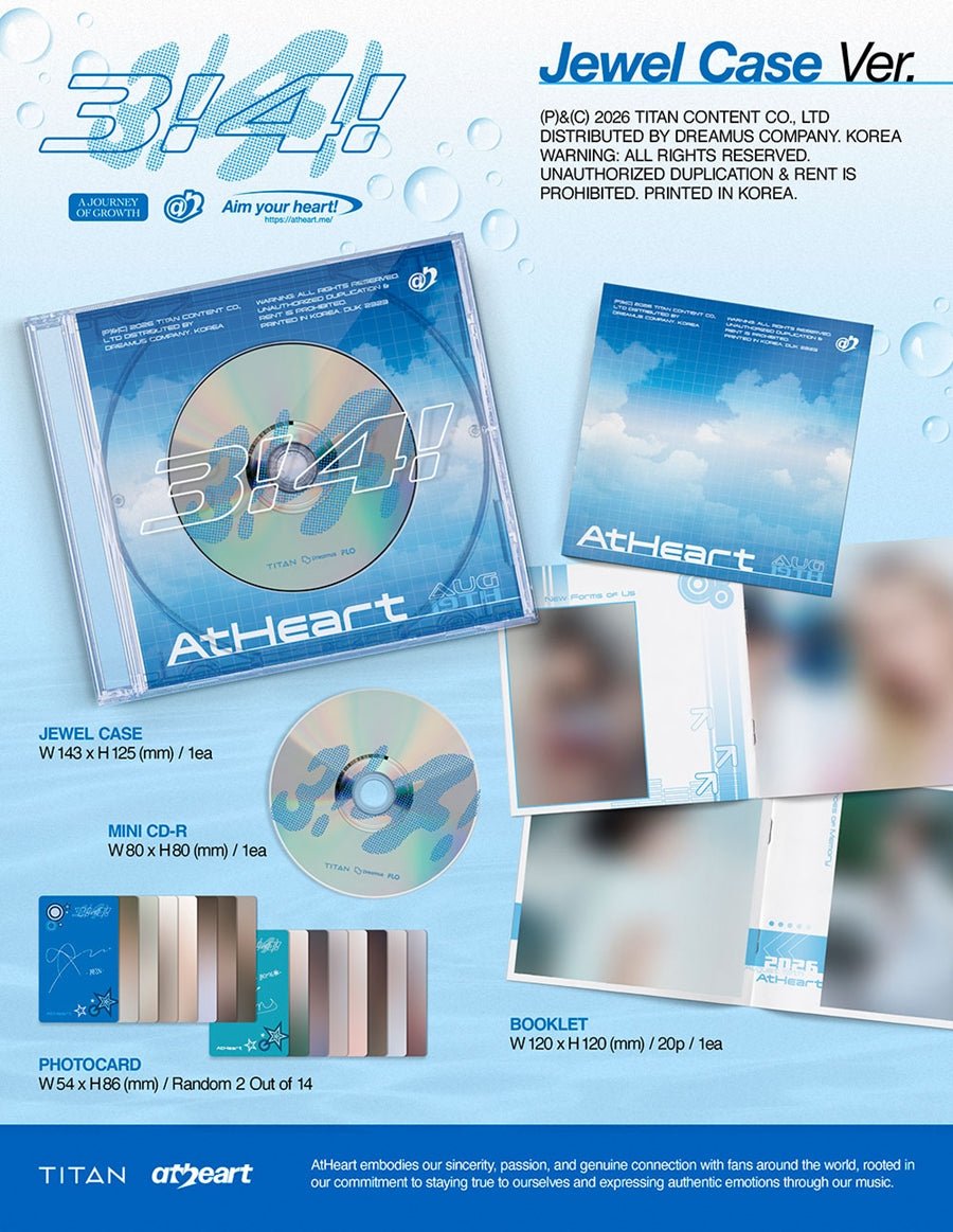 (Pre Order) AtHeart - 3!4!: Jewel Case Ver. - KPop Idol