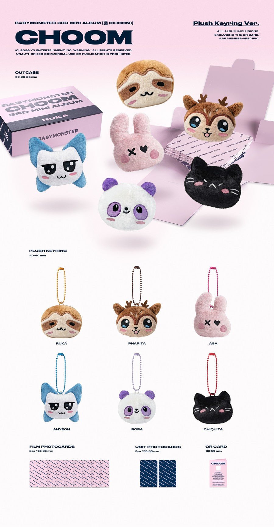 (Pre Order) Babymonster - Choom: Plush Keyring ver. - KPop Idol