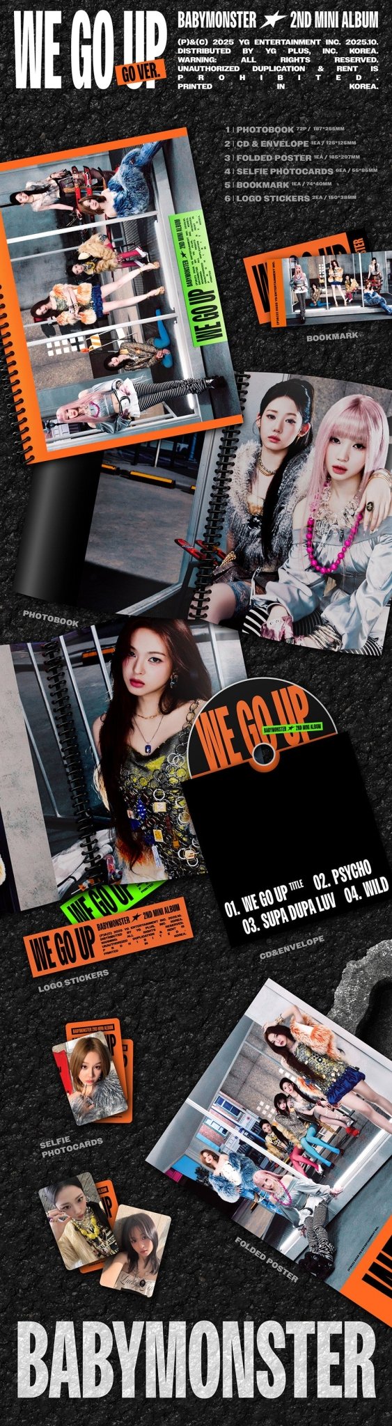 (Pre Order) BABYMONSTER - We Go Up: GO version with Weverse POB - KPop Idol