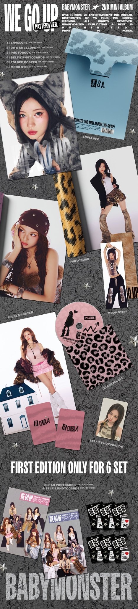 (Pre Order) BABYMONSTER - We Go Up Pattern version (member choice) with Weverse POB - KPop Idol