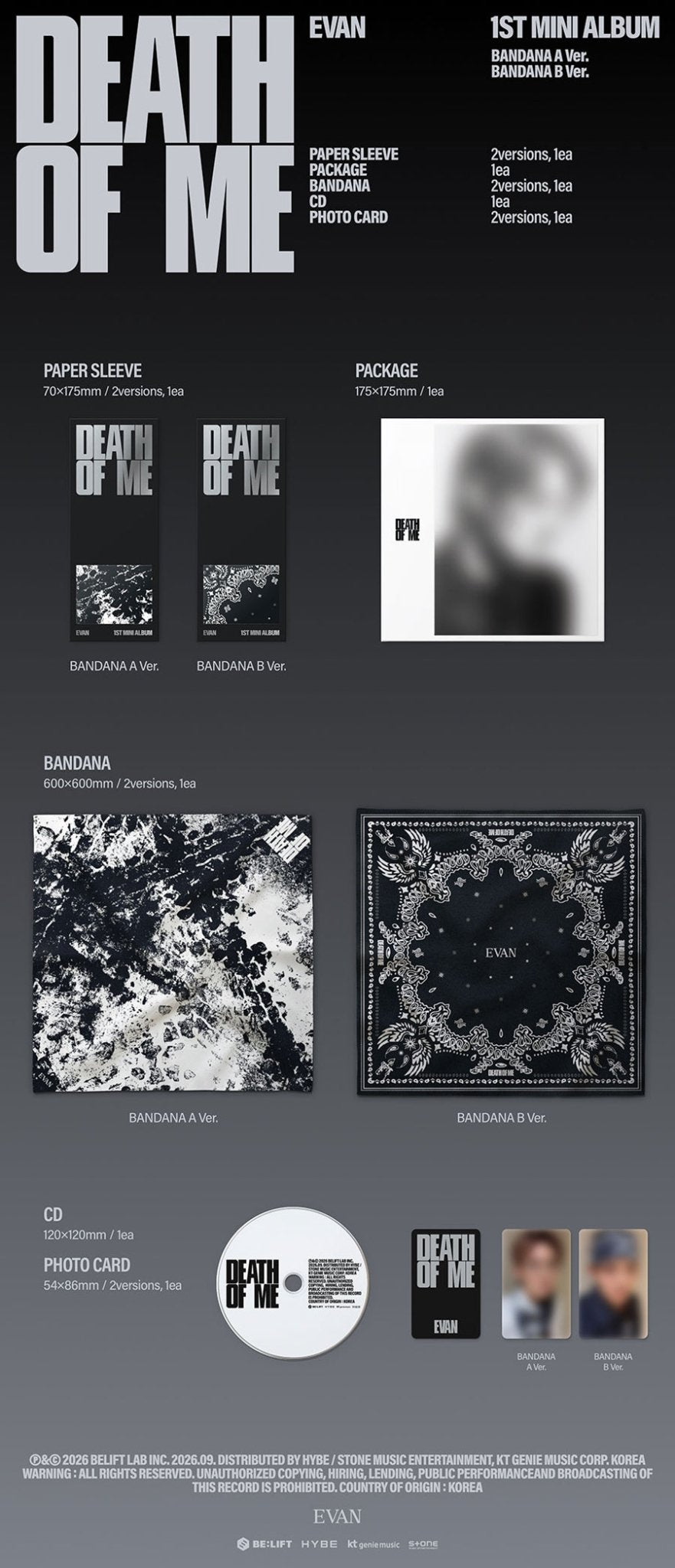 (Pre Order) Evan - Death of Me: Bandana Ver. - KPop Idol
