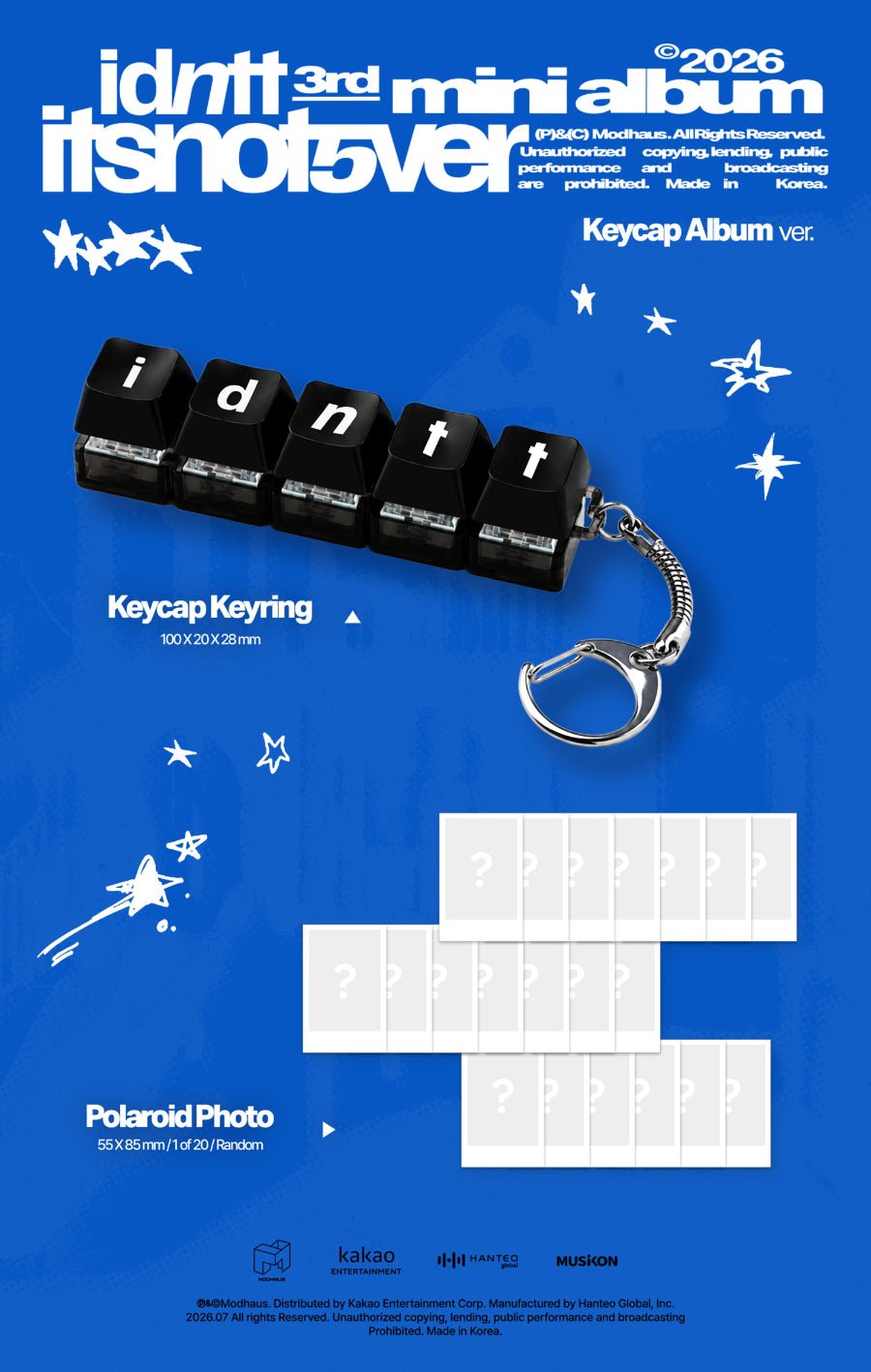 (Pre Order) idntt - itsnotover: Keycap Album - KPop Idol