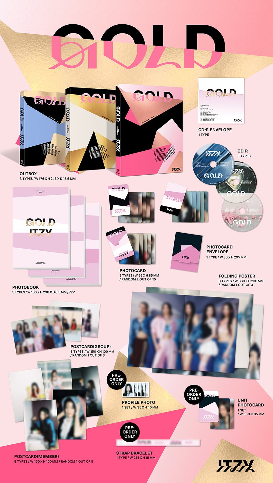 (Pre Order) Itzy - Gold (random version) with Music Korea POB - KPop Idol