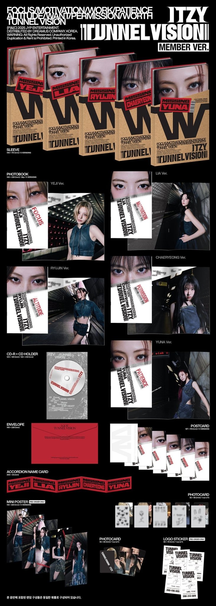 (Pre Order) ITZY - Tunnel Vision Member Ver. (random cover) with POB - KPop Idol