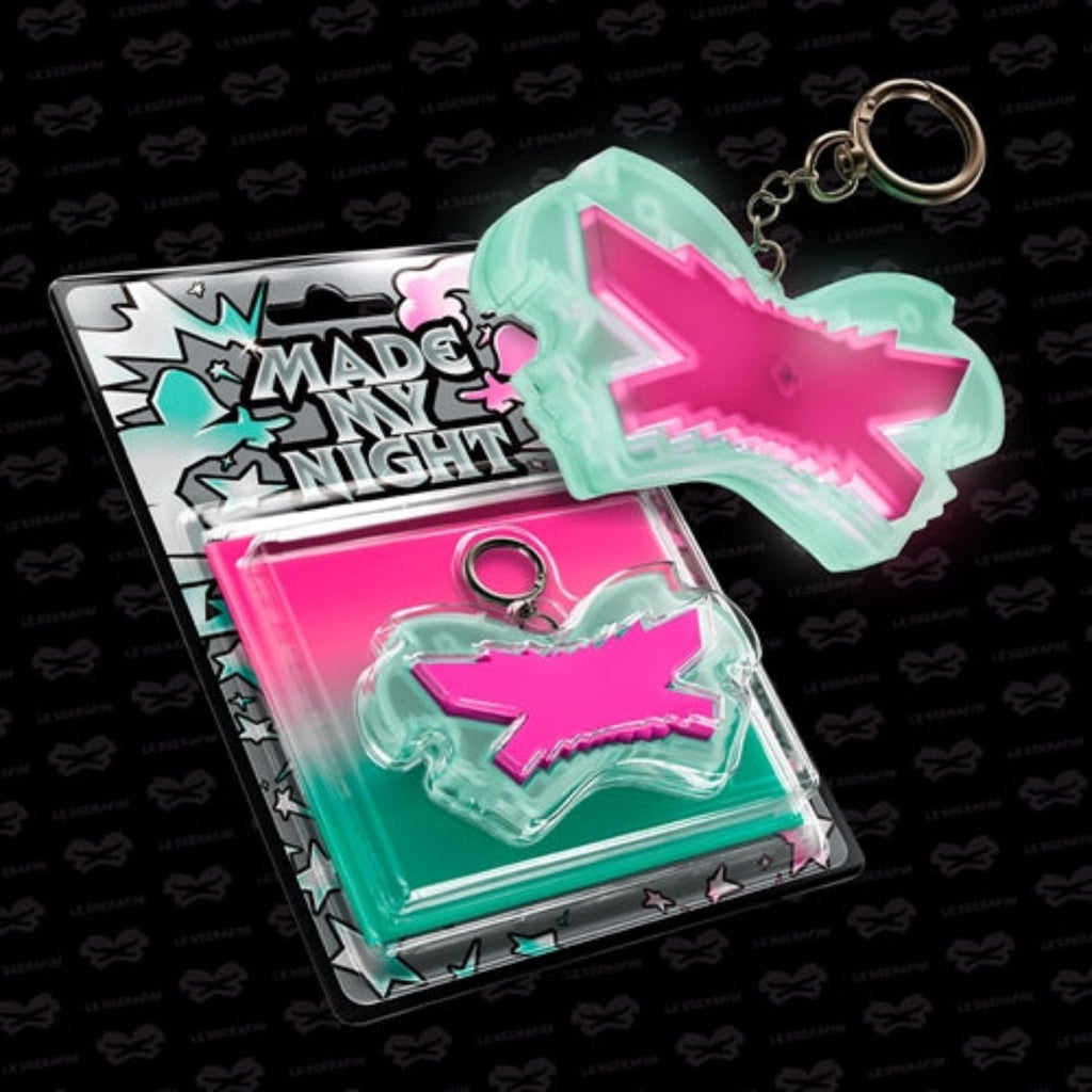 (Pre Order) Le Sserafim - Made My Night: Glow Clicker Keychain (Pink) - KPop Idol