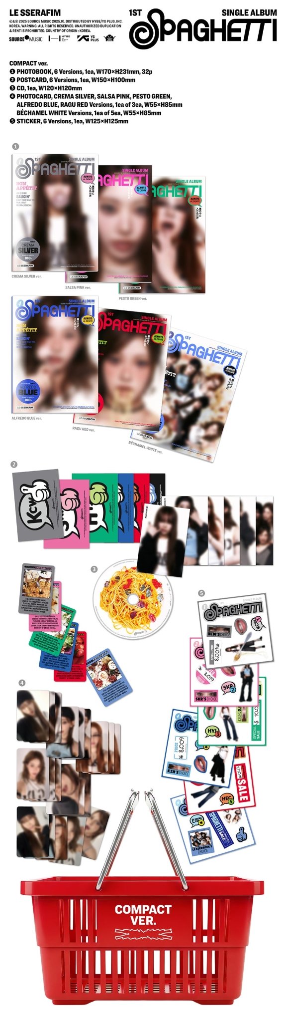 (Pre Order) Le Sserafim - Spaghetti Compact Album (Random Cover) with Weverse POB - KPop Idol