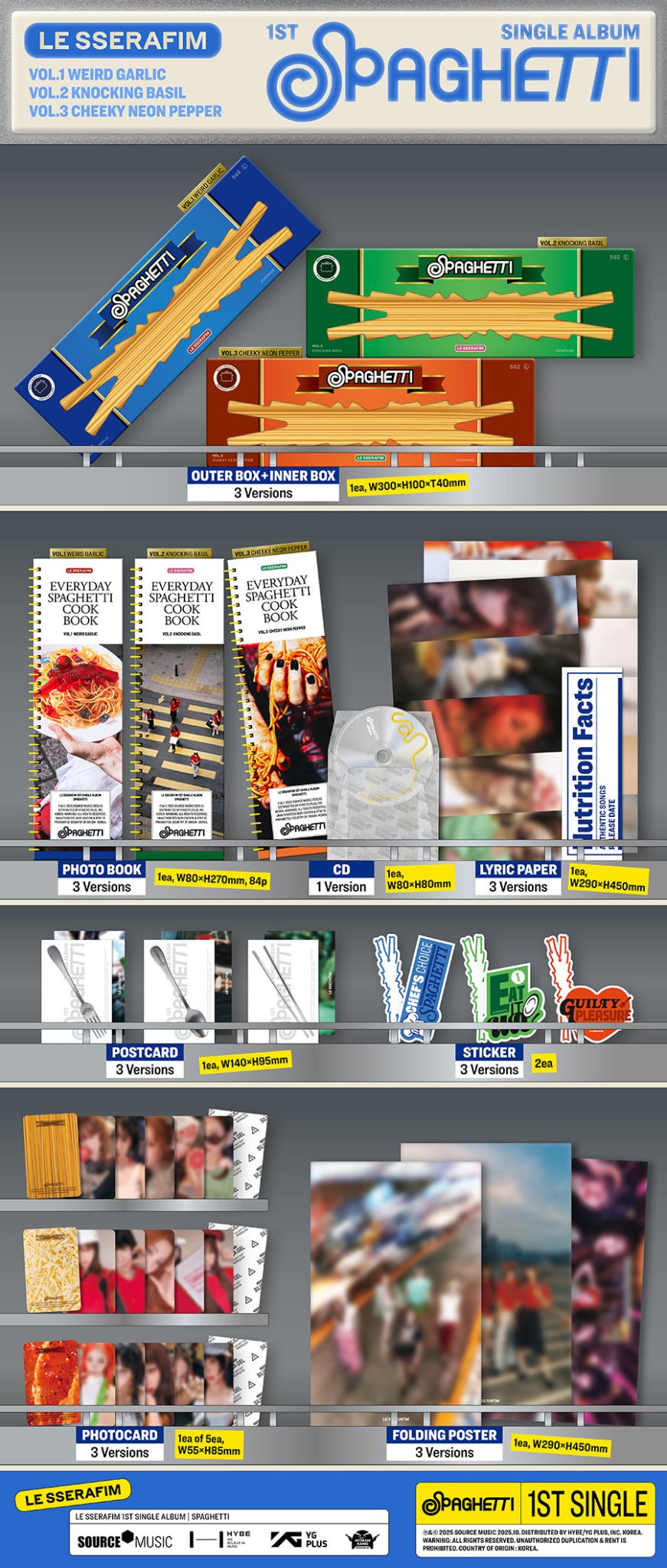 (Pre Order) Le Sserafim - Spaghetti Standard Album (Random Cover) with Weverse POB - KPop Idol