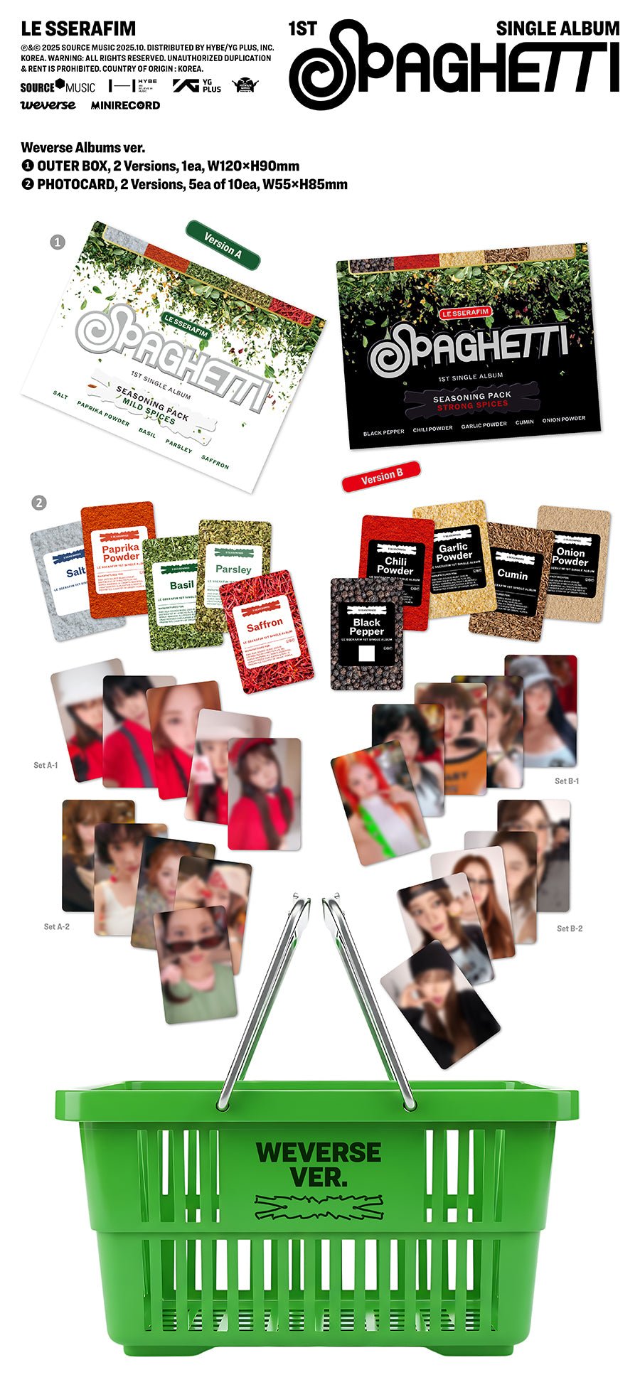 (Pre Order) Le Sserafim - Spaghetti Weverse Album Version with Weverse POB - KPop Idol