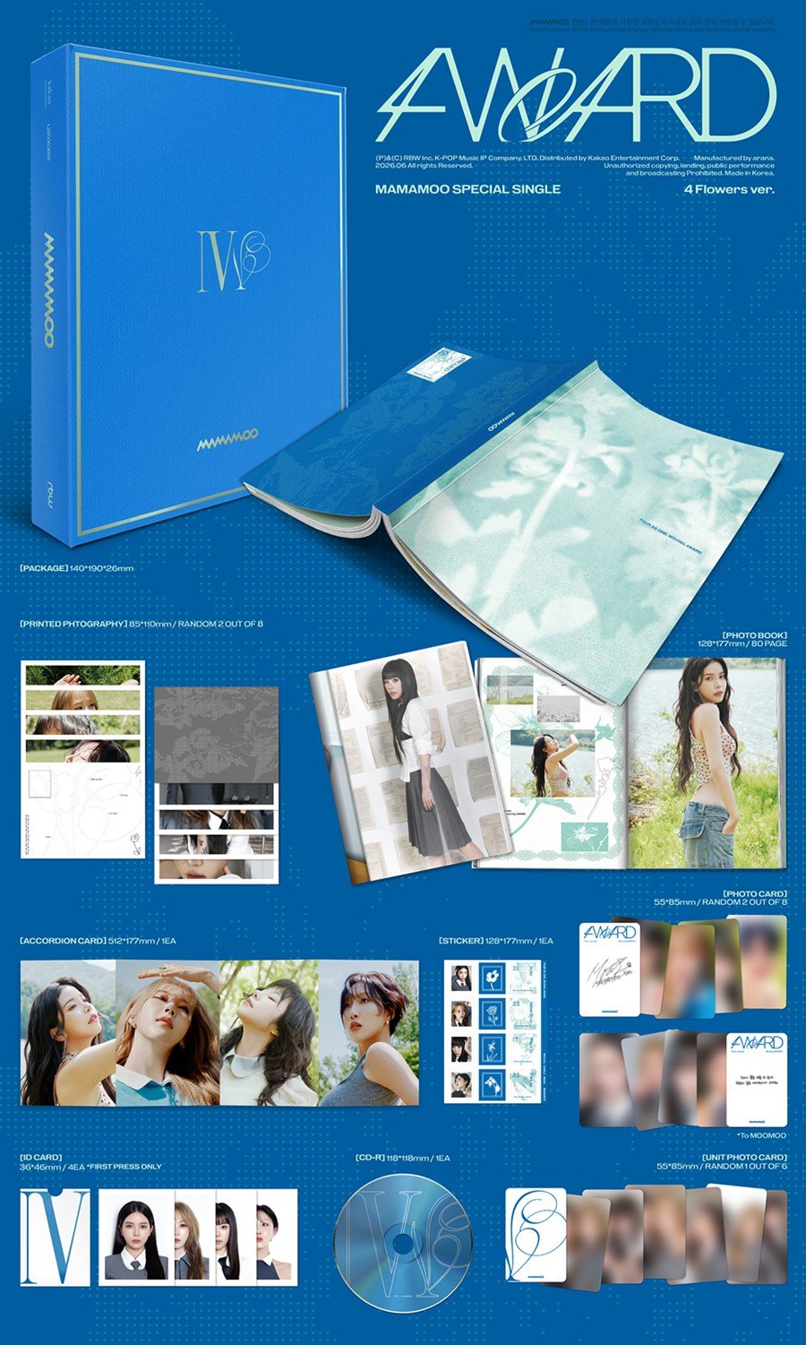 (Pre Order) Mamamoo - 4Ward: 4 Flowers Ver. - KPop Idol