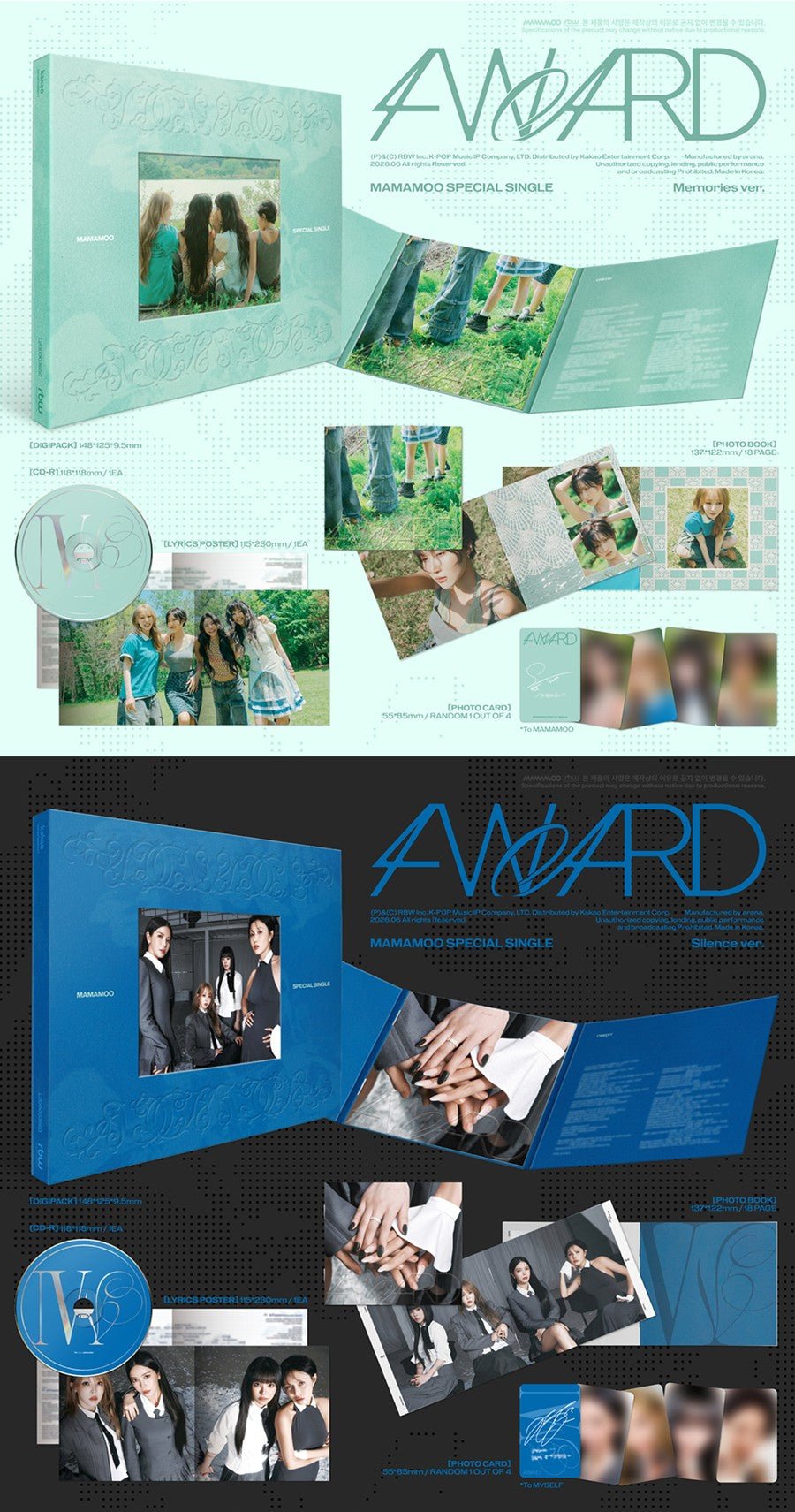 (Pre Order) Mamamoo - 4Ward: Memories/Silence Ver. - KPop Idol