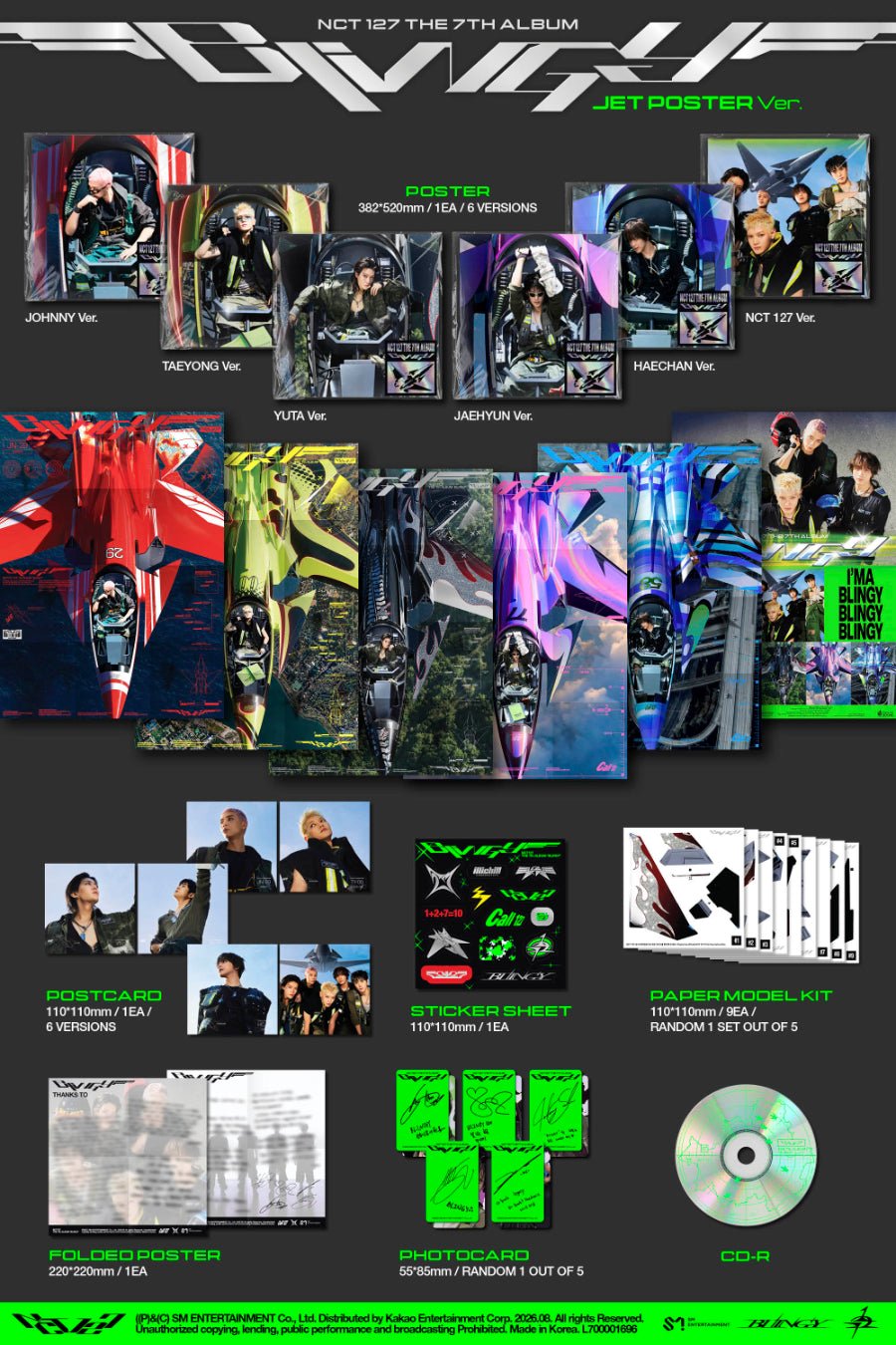 (Pre Order) NCT 127 - Blingy: JET Poster Ver. - KPop Idol