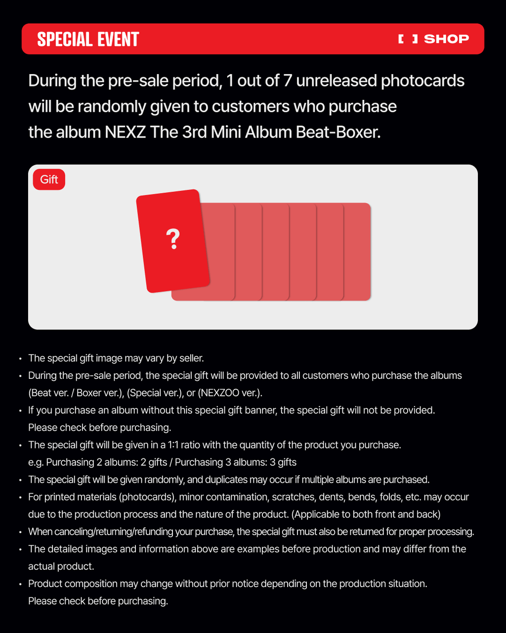 (Pre Order) NEXZ - Beat - Boxer Special Version with FANs Shop POB - KPop Idol