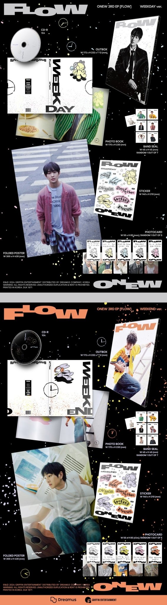 (Pre Order) Onew - Flow (random version) with Music Korea POB - KPop Idol