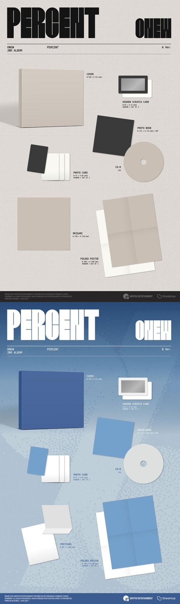 (Pre Order) ONEW - Percent - Digipack Version (random cover) - KPop Idol